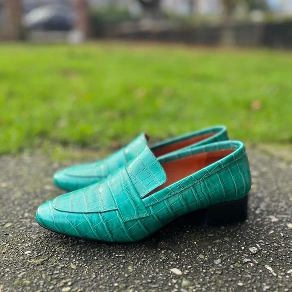 L'INTERVALLE Aqua Croc-Patterned Flats - Picture 4 of 8